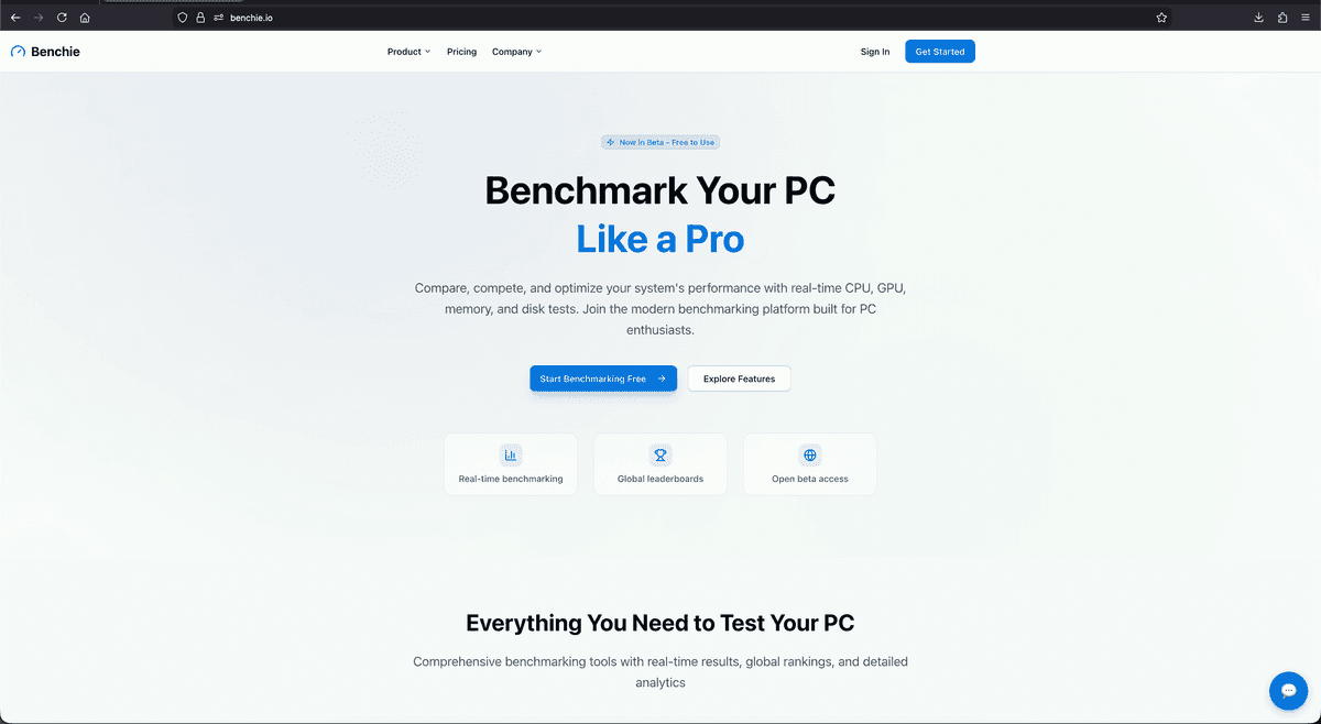 Benchie.io - Analytics & Benchmarking Platform