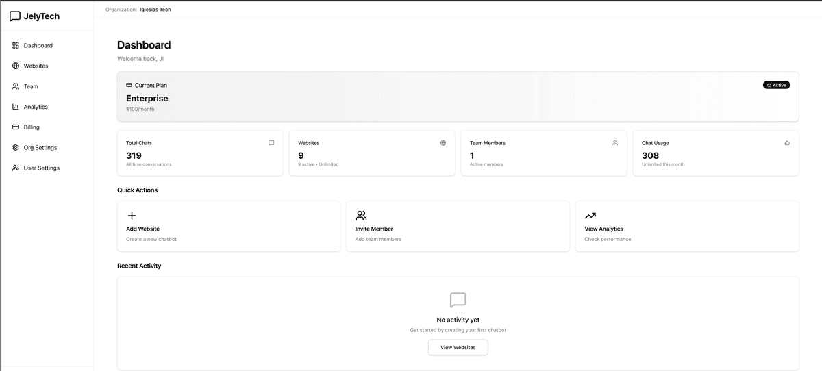JelyTech - AI-Powered Chatbot Platform